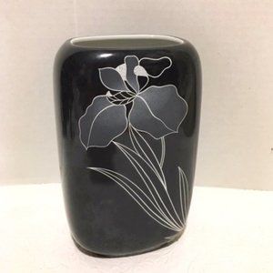 Vase Scherzer Bavaria Porcelain Vintage 80s Black, Gray, White 7"Tall